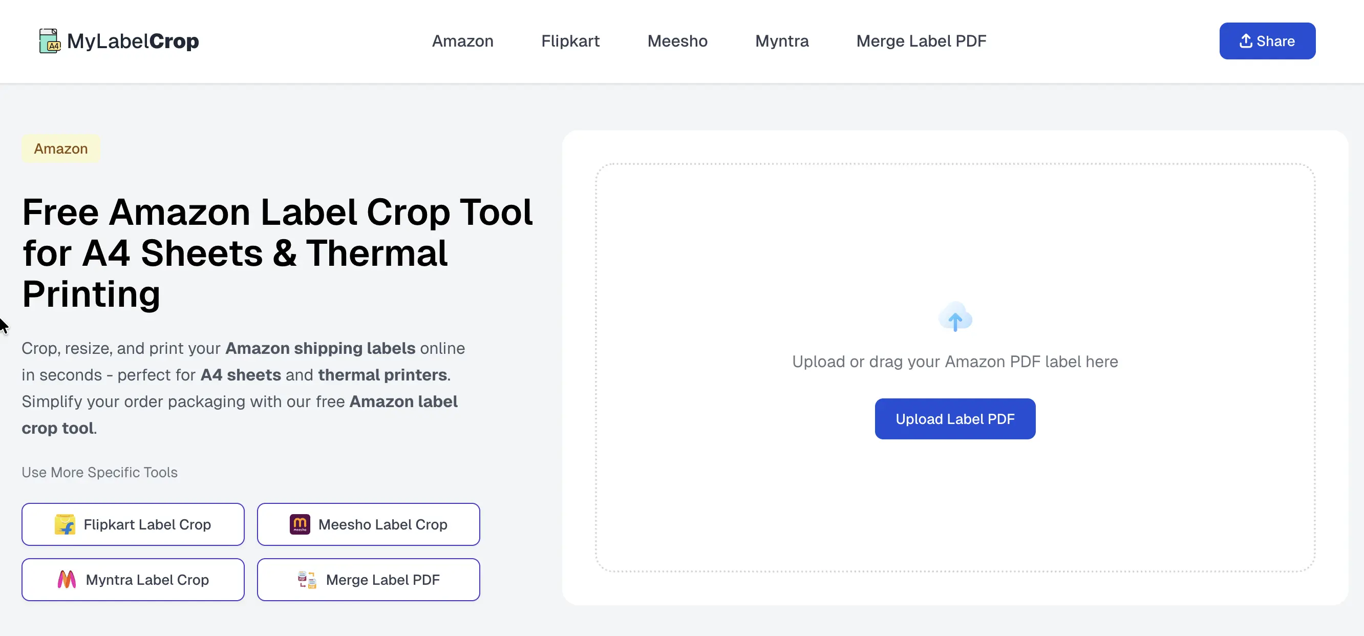 Upload Amazon, Flipkart or Meesho Label PDF