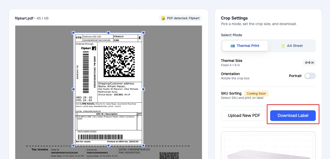 Merge and Download Cropped Labels