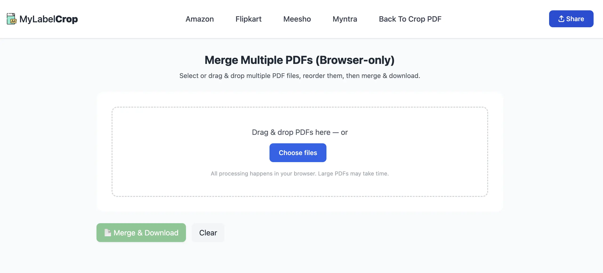 Upload PDF Files to Merge